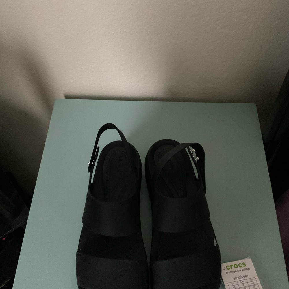 CROCS Black Brooklyn Low Wedge Sandals